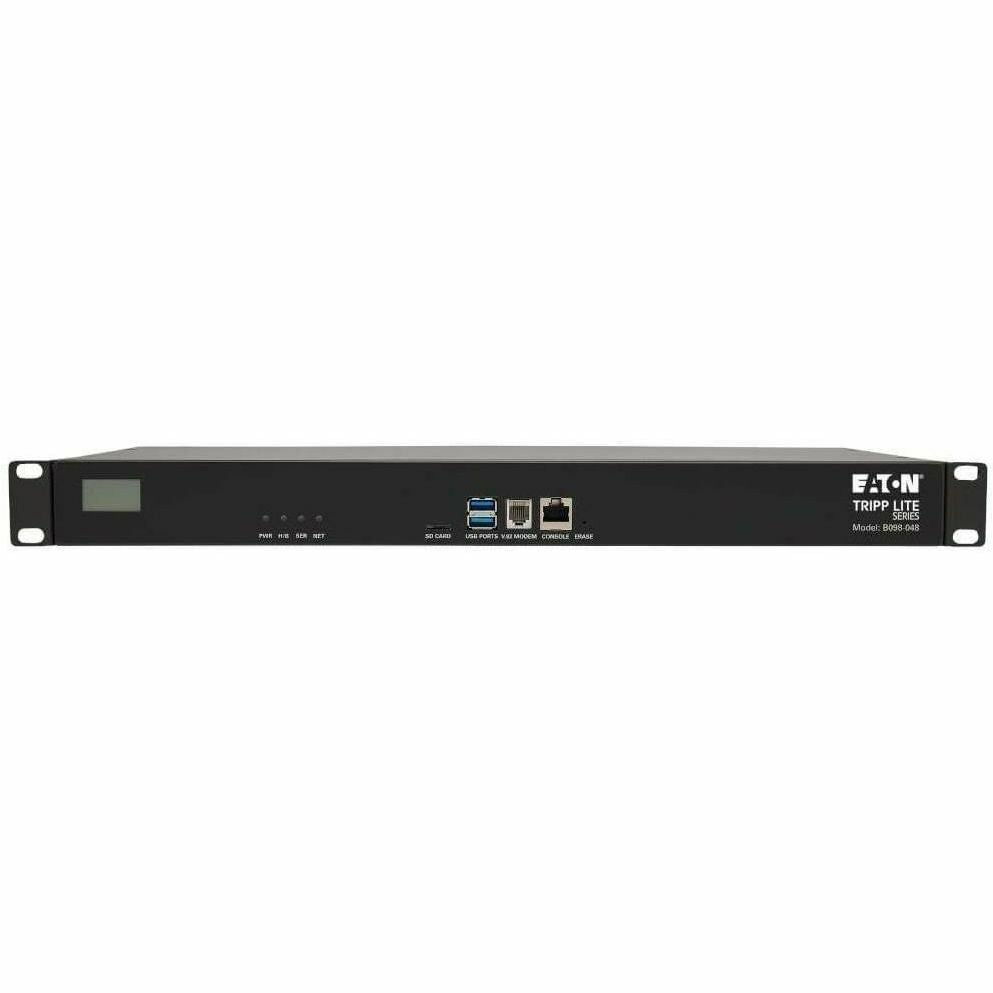 Tripp Lite Serial Console Server 48-Port 2 USB Ports Dual GbE 16Gb Flash 1U - Twisted Pair - 2 x Network (RJ-45) - 2 x USB - 48 x Serial Port - 10/100/1000Base-T - Gigabit Ethernet - Desktop, Rack-mou... - B098-048