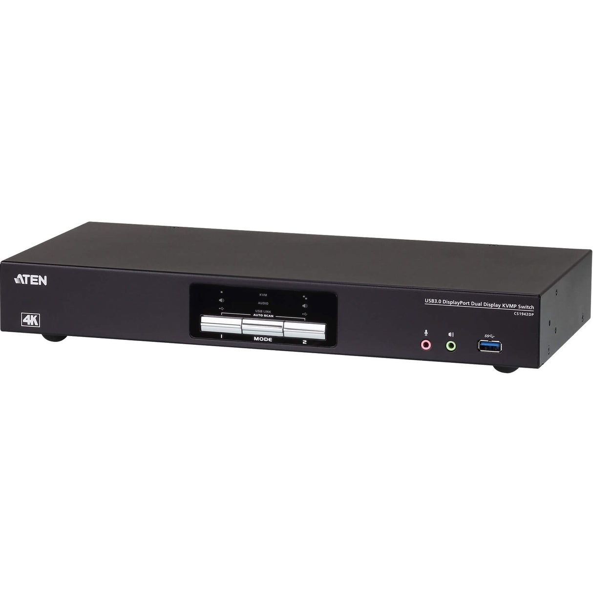 ATEN 2-Port USB 3.0 4K DisplayPort Dual Display KVMP Switch-TAA Compliant - 2 Computer(s) - 1 Local User(s) - 4096 x 2160 - 1 x Network (RJ-45) - 6 x USB - Rack-mountable - 6 x DisplayPort - CS1942DP