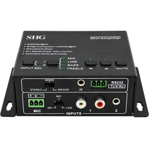 SIIG CE-AU0011-S1 Amplifier - 40 W RMS - 2 Channel - Black - CE-AU0011-S1