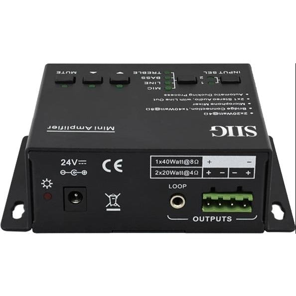 SIIG CE-AU0011-S1 Amplifier - 40 W RMS - 2 Channel - Black - CE-AU0011-S1