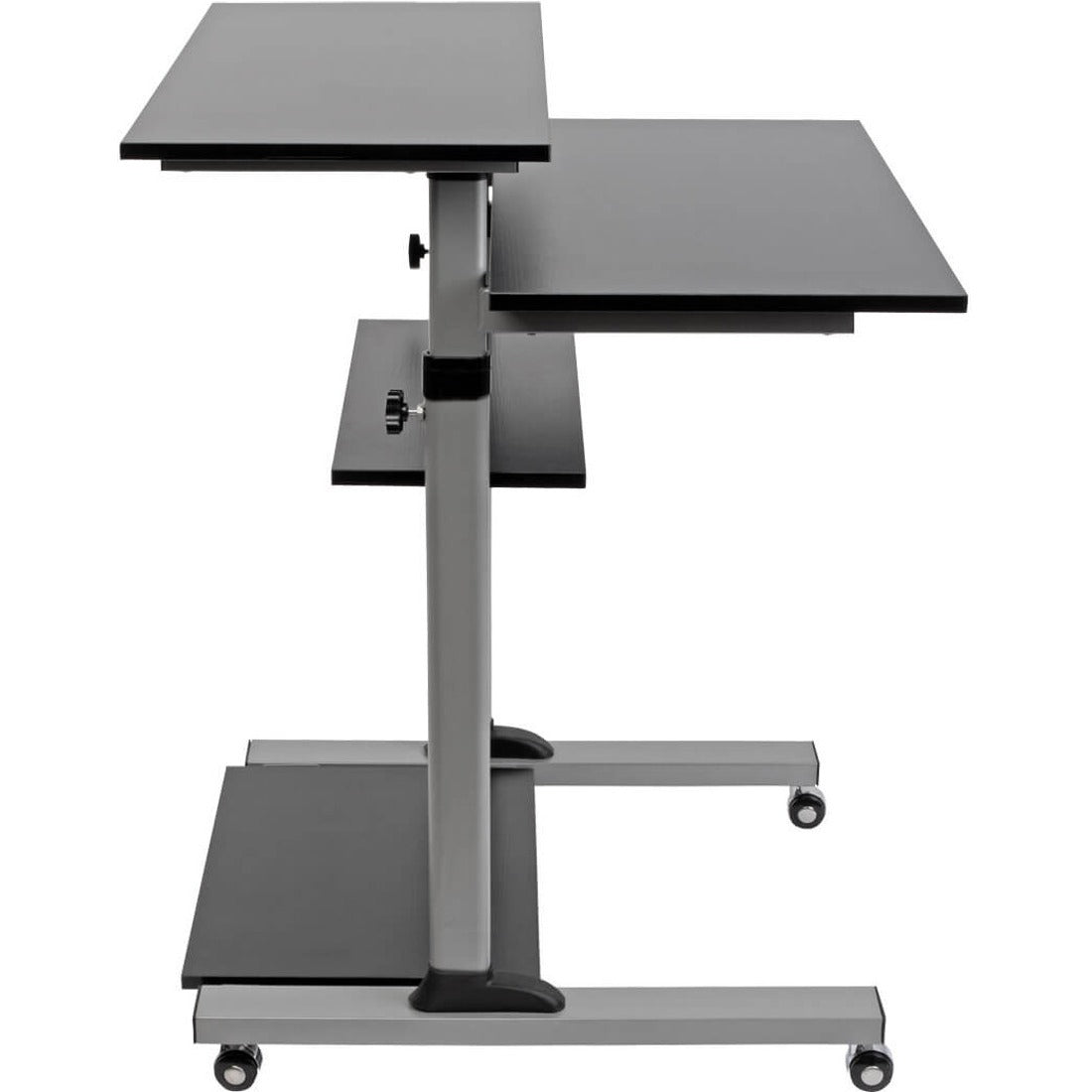 Tripp Lite Rolling Standing Desk/Workstation on Wheels, Height Adjustable, Mobile - 132.28 lb Load Capacity - 4 x Shelf(ves) - Floor - Medium Density Fiberboard (MDF), Steel - Black - WWSSRC