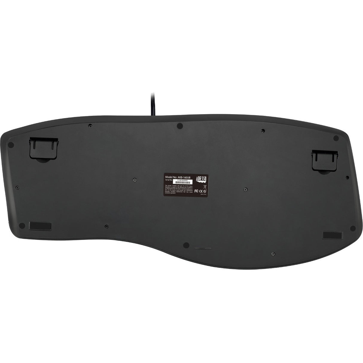 Adesso TruForm Ergonomic Desktop Keyboard - Cable Connectivity - USB Interface - 104 Key Home, Back, Forward, Search, Email, Sleep, Wake-up, Power, Media Player, Calculator, Play/Pause, ... Hot Key(s)... - AKB-160UB