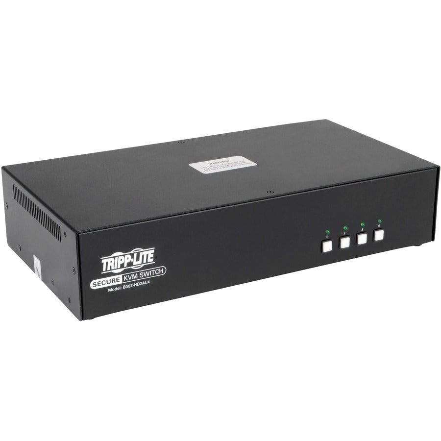 Tripp Lite Secure KVM Switch 4-Port Dual Monitor HDMI / DP NIAP PP3.0 w/CAC - 4 Computer(s) - 1 Local User(s) - 3840 x 2160 - 11 x USB - 2 x HDMI - 8 x DisplayPort - TAA Compliant - B002-HD2AC4