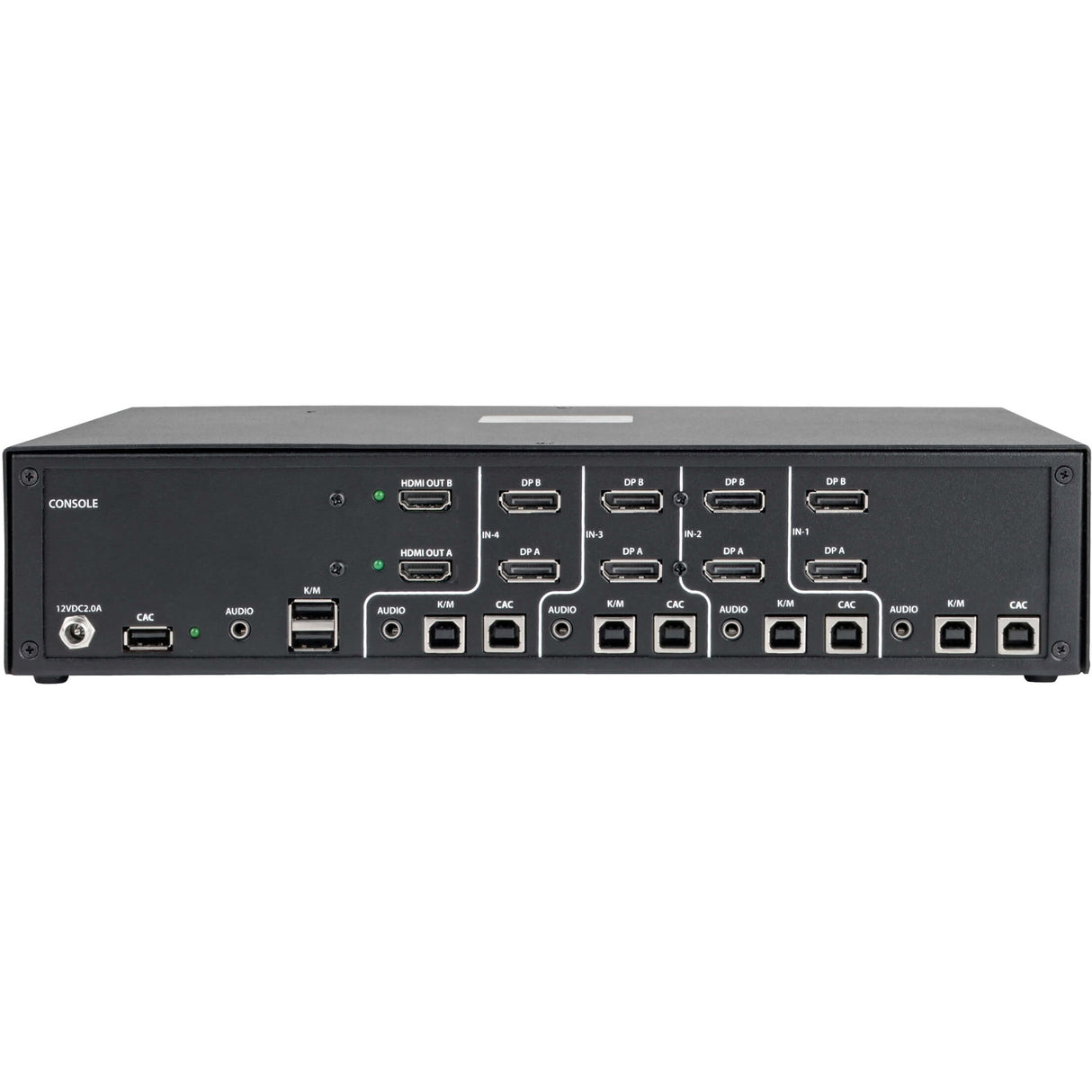 Tripp Lite Secure KVM Switch 4-Port Dual Monitor HDMI / DP NIAP PP3.0 w/CAC - 4 Computer(s) - 1 Local User(s) - 3840 x 2160 - 11 x USB - 2 x HDMI - 8 x DisplayPort - TAA Compliant - B002-HD2AC4