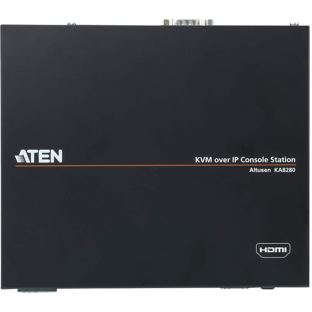 ATEN HDMI KVM over IP Console Station-TAA Compliant - 64 Computer(s) - 1 Remote User(s) - 1920 x 1200 Maximum Video Resolution - 2 x Network (RJ-45) - 4 x USB - 1 x HDMI - Rack-mountable, Desktop, Wal... - KA8280