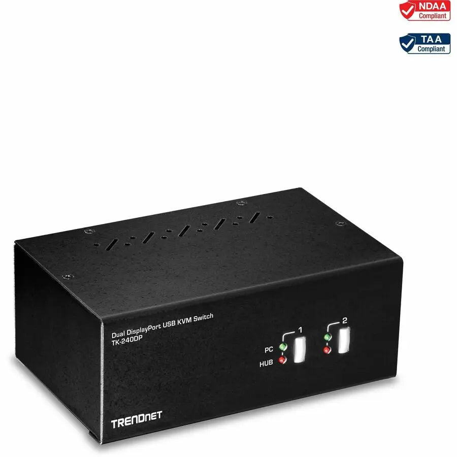 TRENDnet 2-Port Dual Monitor DisplayPort KVM Switch With Audio, 2-Port USB 2.0 Hub, 4K UHD Resolutions Up To 3840 x 2160, Connect Two DisplayPort Monitors, Dual Monitor KVM Switch, Black, TK-240DP - 2... - TK-240DP - eCommerce Business Prime