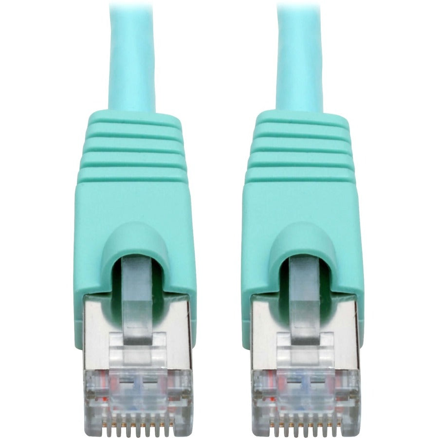 Tripp Lite Cat6a Snagless Shielded STP Patch Cable 10G, PoE, Aqua M/M 1ft - 1 ft Category 6a Network Cable for Network Device, Workstation, Switch, Hub, Patch Panel, Router, Modem, VoIP Device, Survei... - N262-001-AQ