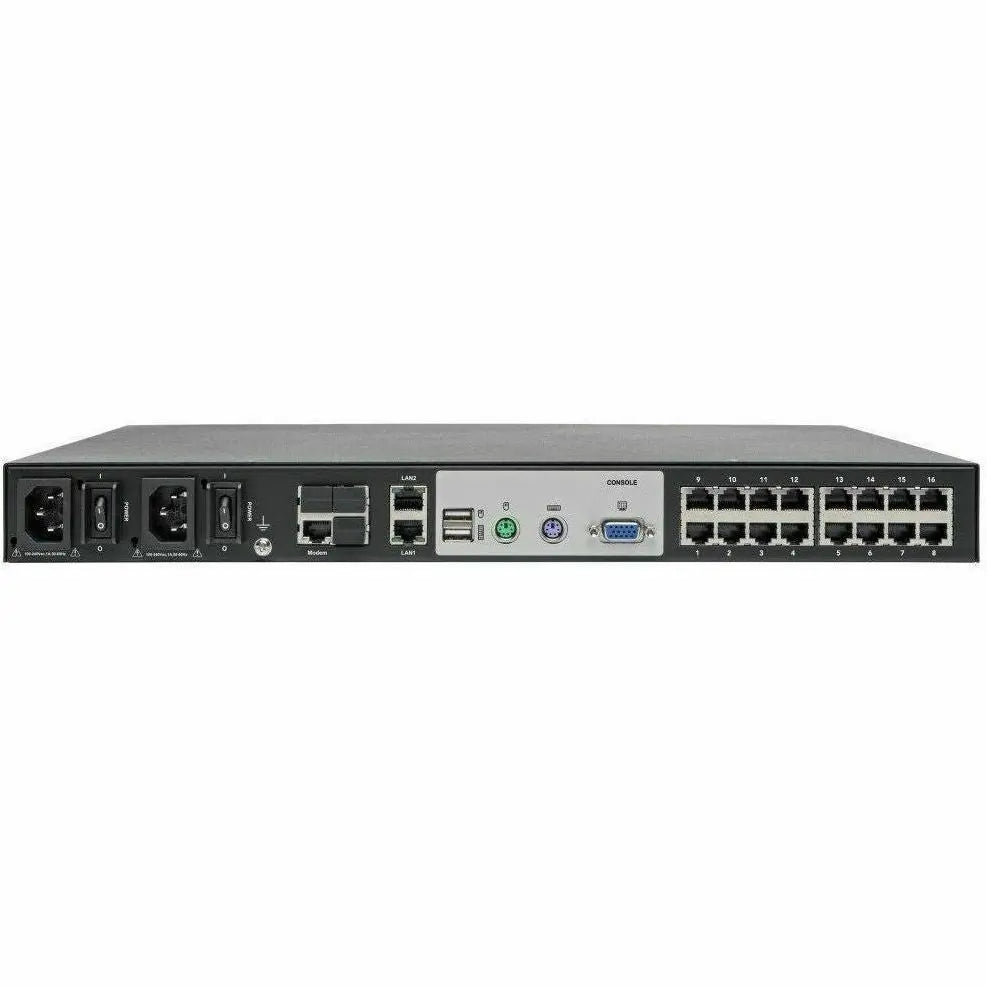 Tripp Lite Cat5 KVM Switch Over IP 16-Port w/Virtual Media 2 Users 1URM TAA - 16 Computer(s) - 1 Local User(s) - 1 Remote User(s) - 19 x Network (RJ-45) - 2 x PS/2 Port - 6 x USB1 x VGA - Rack-mountab... - B064-016-01-IPG - eCommerce Business Prime
