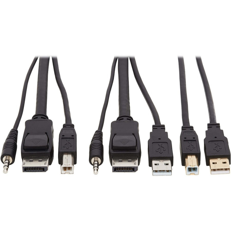 Tripp Lite DisplayPort KVM Cable Kit 4K USB 3.5mm Audio 3xM/3xM USB M/M 6ft - 5.91 ft KVM Cable for KVM Switch, Computer - First End: 1 x Mini-phone Male Audio, First End: 1 x DisplayPort Male Digital... - P783-006-U