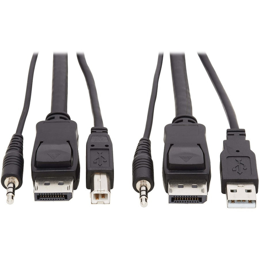 Tripp Lite DisplayPort KVM Cable Kit 3 in 1 4K USB 3.5mm Audio 3xM/3xM 10ft - 9.84 ft KVM Cable for KVM Switch, Computer - First End: 1 x Mini-phone Male Audio, First End: 1 x DisplayPort Male Digital... - P783-010