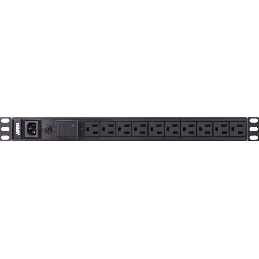 ATEN PE0110S 10-Outlets PDU - Basic - NEMA 5-15P - 10 x NEMA 5-15R - 120 V AC - 1U - Rack-mountable, Wall-mountable - PE0110SA