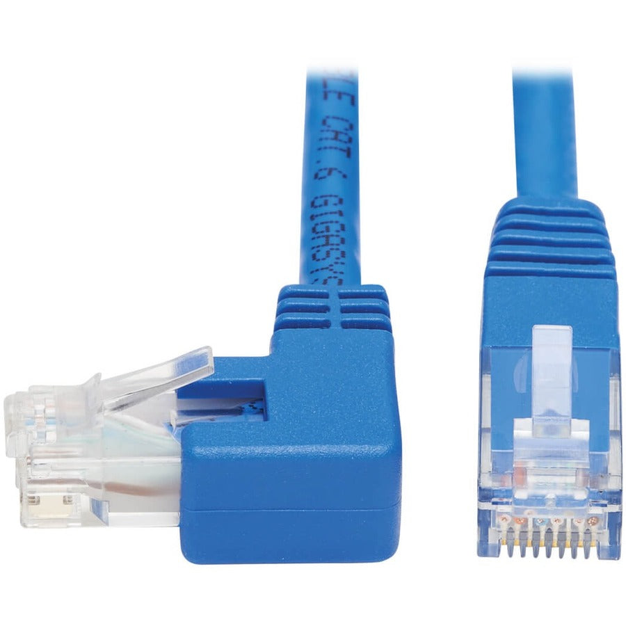 Tripp Lite Cat6 Ethernet Cable Left Angled UTP Molded RJ45 M/M Blue 15ft - 15 ft Category 6 Network Cable for Network Device, Patch Panel, Switch, Printer, Computer, Photocopier, Router, Modem, Server... - N204-015-BL-LA