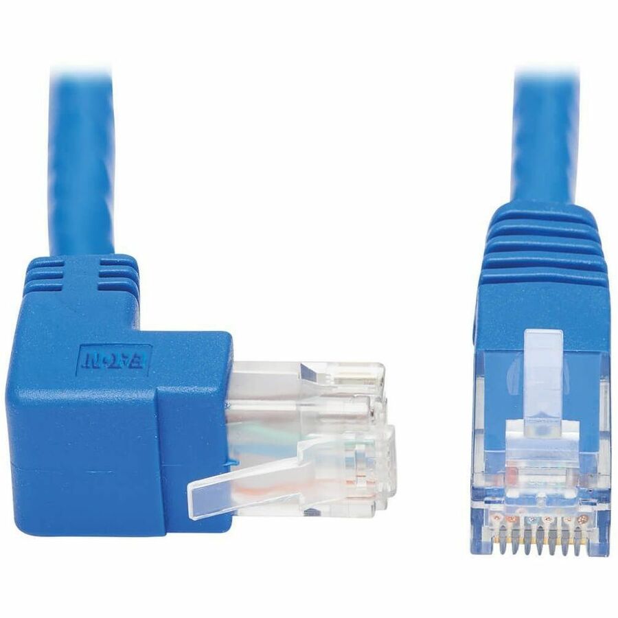 Tripp Lite Cat6 Ethernet Cable Up Angled UTP Molded RJ45 M/M Blue 15ft - 15 ft Category 6 Network Cable for Network Device, Patch Panel, Switch, Printer, Computer, Photocopier, Router, Modem, Server, ... - N204-015-BL-UP