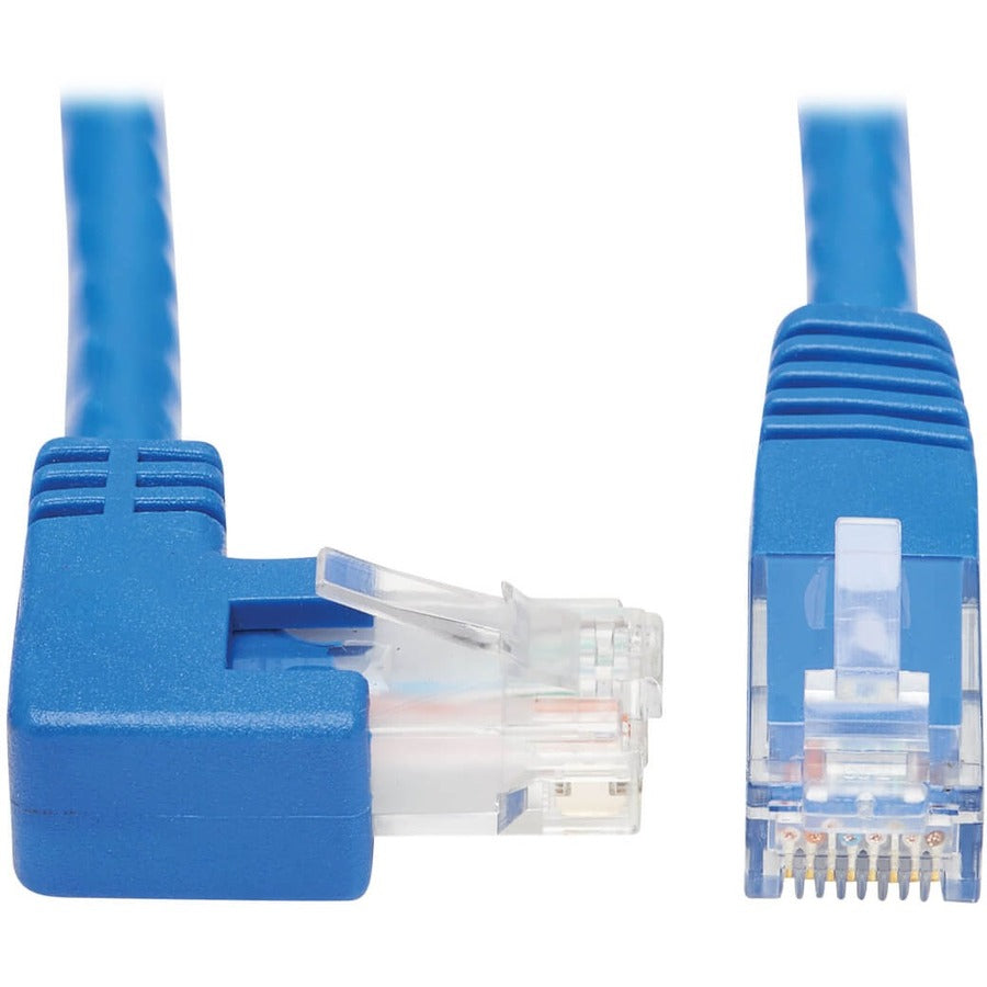 Tripp Lite Cat6 Ethernet Cable Right Angled UTP Molded RJ45 M/M Blue 20ft - 20 ft Category 6 Network Cable for Network Device, Patch Panel, Switch, Printer, Computer, Photocopier, Router, Modem, Serve... - N204-020-BL-RA
