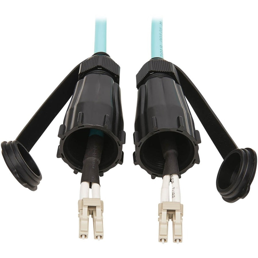 Tripp Lite Duplex MMF Fiber Patch Cable Industrial 50 OM3 LC/LC Aqua 10M - 32.81 ft Fiber Optic Network Cable for Network Device, Patch Panel, Wallplate - First End: 2 x LC Male Network - Second End: ... - N820-10M-IND EATON