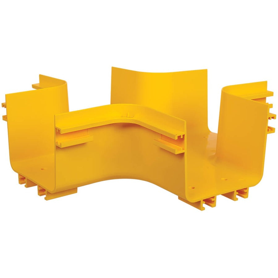 Tripp Lite Toolless Horizontal 4-Way Junction for Fiber Routing System, 120 mm (5 in) - Horizontal 4-Way Junction - Yellow - Polyvinyl Chloride (PVC) - SRFC5JUNT4