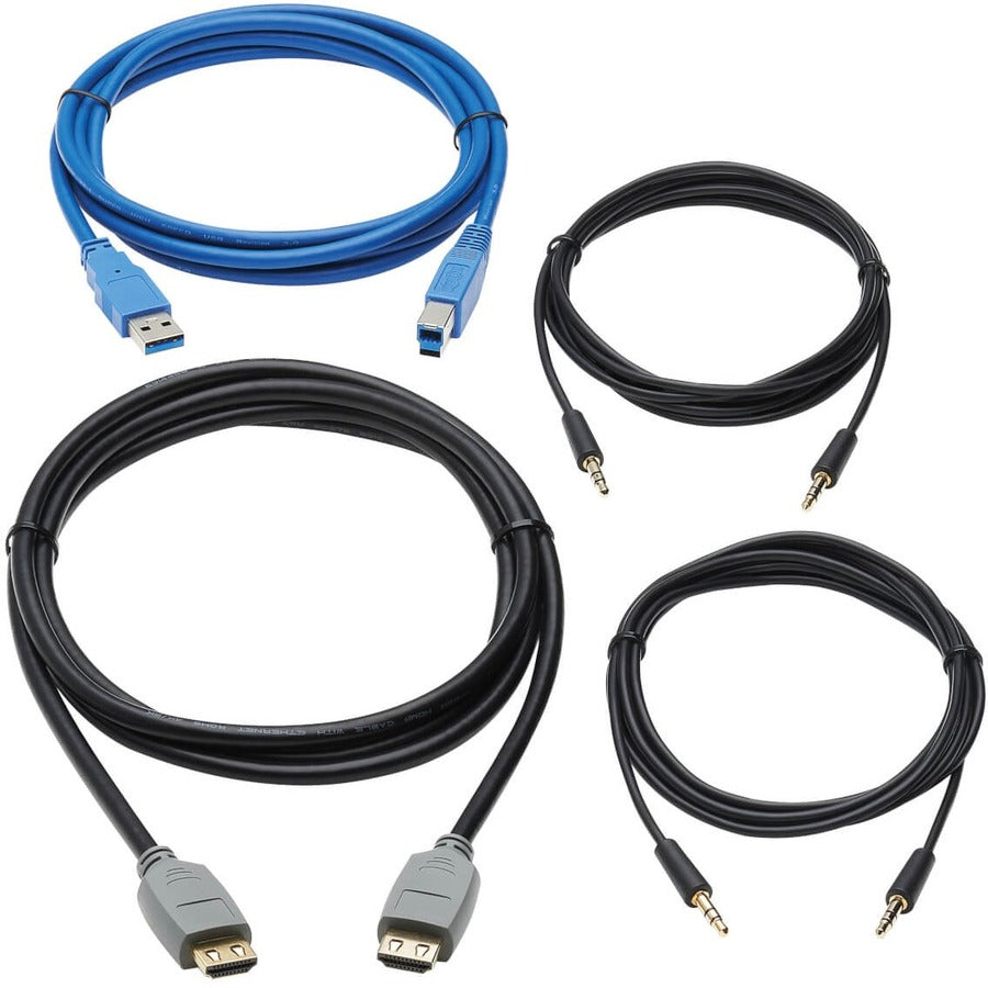 Tripp Lite HDMI KVM Cable Kit for Tripp Lite B005-HUA2-K and B005-HUA4 KVM, 4K HDMI, USB 3.1 Gen 1, 3.5 mm, 10 ft. - Tripp Lite P568-010-2A HDMI cable (M/M), 10 ft., U322-010 USB-A to USB-B cable (M/M... - P785-HKIT10