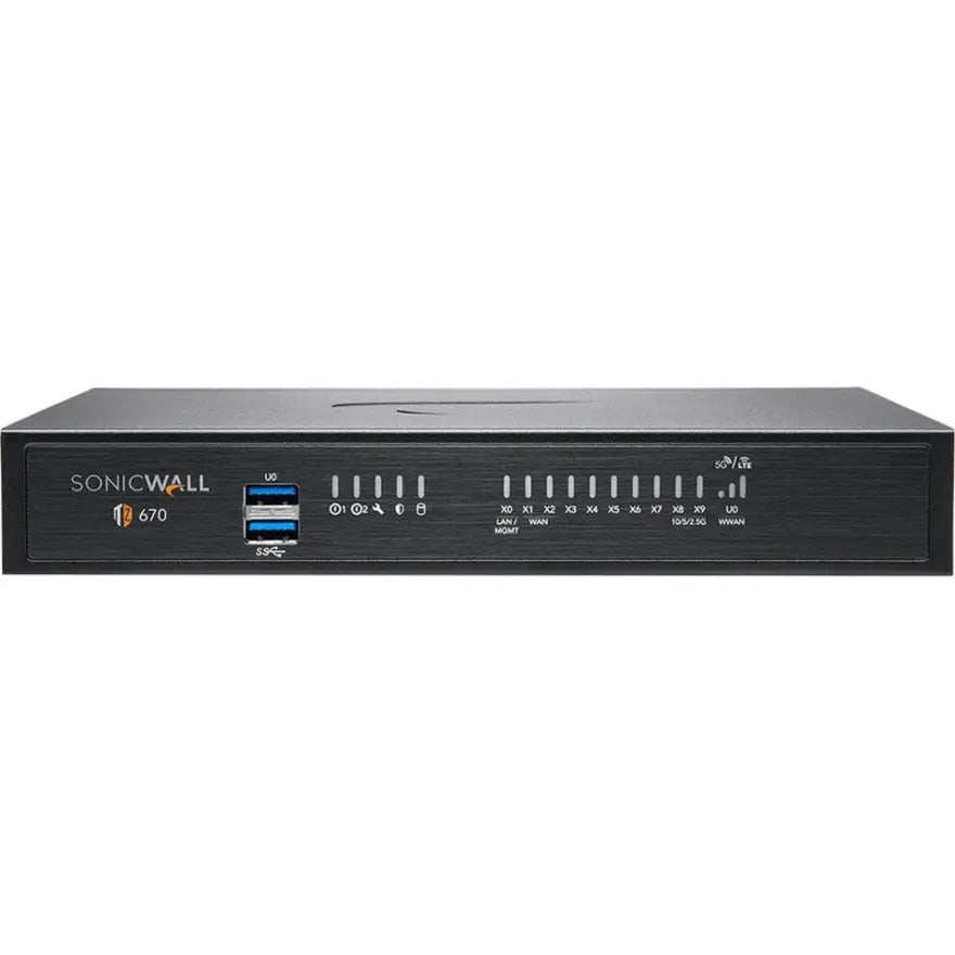 SonicWall TZ670 Network Security/Firewall Appliance - 8 Port - 10/100/1000Base-T, 10GBase-X - 10 Gigabit Ethernet - DES, 3DES, MD5, SHA-1, AES (128-bit), AES (192-bit), AES (256-bit) - 8 x RJ-45 - 2 T... - 02-SSC-2837 - eCommerce Business Prime