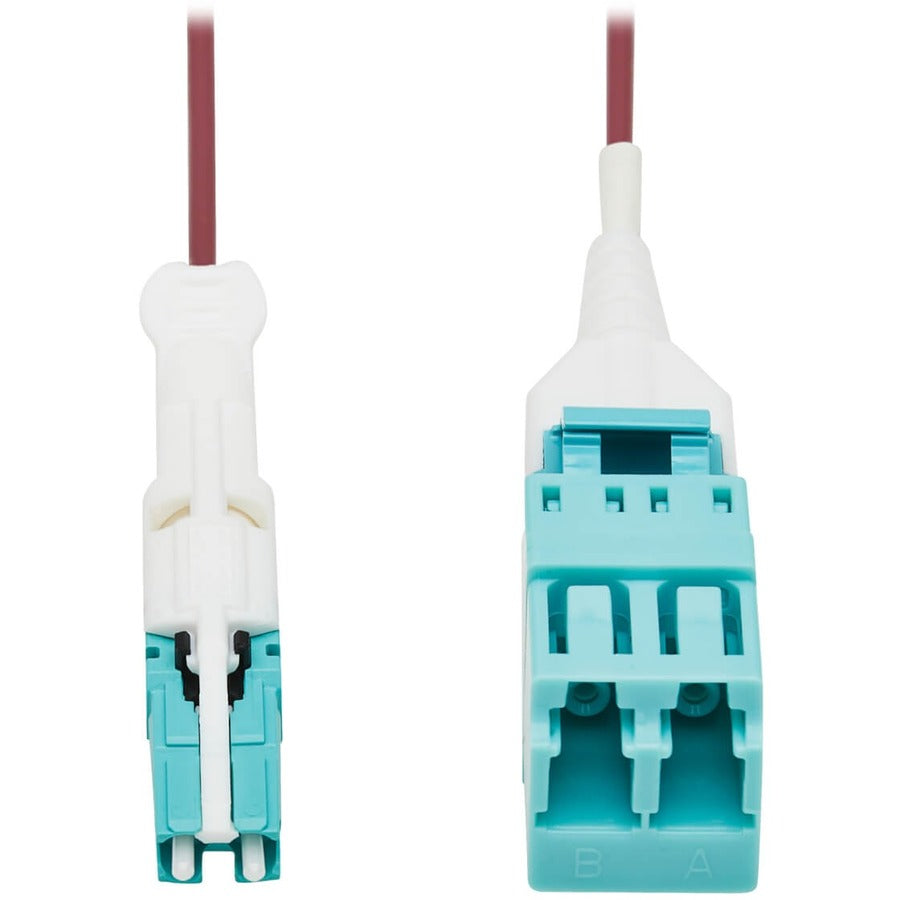 Tripp Lite Duplex MMF Fiber Optic Cable Adapter 400G OM4 M/F CS-PC LC-PC - 1 ft Fiber Optic Network Cable for Network Device, Patch Panel, Network Switch, Transceiver - First End: 2 x CS Male Network ... - N822L-001-MF