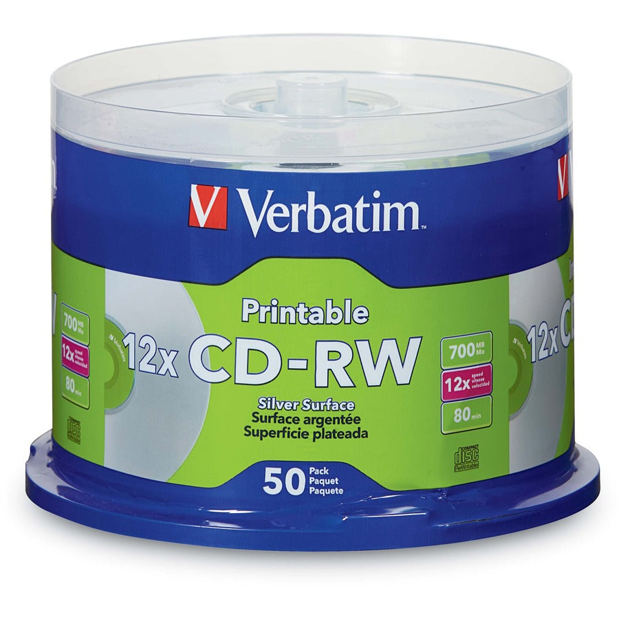 CD-RW 700MB 12X DataLifePlus Silver Inkjet Printable with Branded Hub - 50pk Spindle - 12X DataLifePlus Silver Inkjet Printable with Branded Hub - 95159