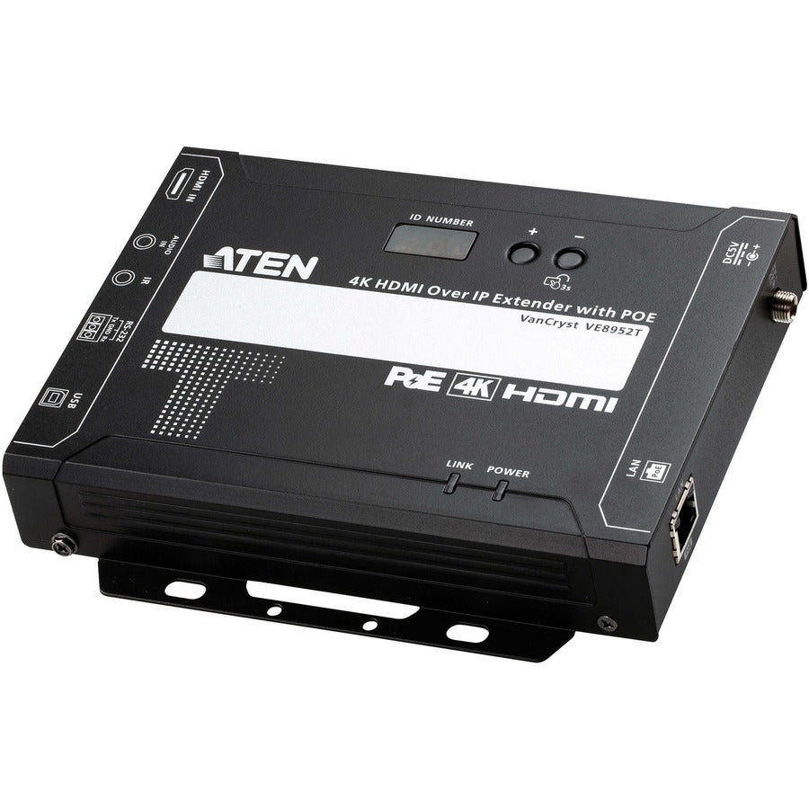 ATEN VE8952T 4K HDMI over IP Transmitter with PoE - 1 Input Device - 328.08 ft Range - 1 x Network (RJ-45) - 1 x USB - 1 x HDMI In - 4K UHD - 4096 x 2160 - Twisted Pair - Category 6 - Desktop, Rack-mo... - VE8952T