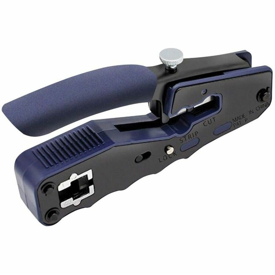 Tripp Lite Crimping Tool with Cable Stripper for Pass-Through RJ45 Plugs - Black, Blue - Non-slip Handle, Secure Grip, Heavy Duty - T100-PT1