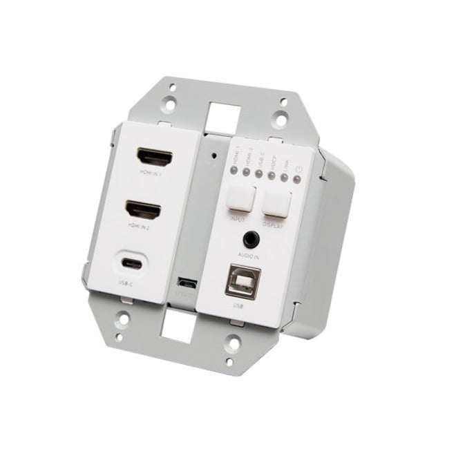 C2G Video Extender Transmitter - 2 Input Device - 230 ft Range - 1 x Network (RJ-45) - 3 x USB - 2 x HDMI In - 4K UHD - Wall Plate - C2G30019