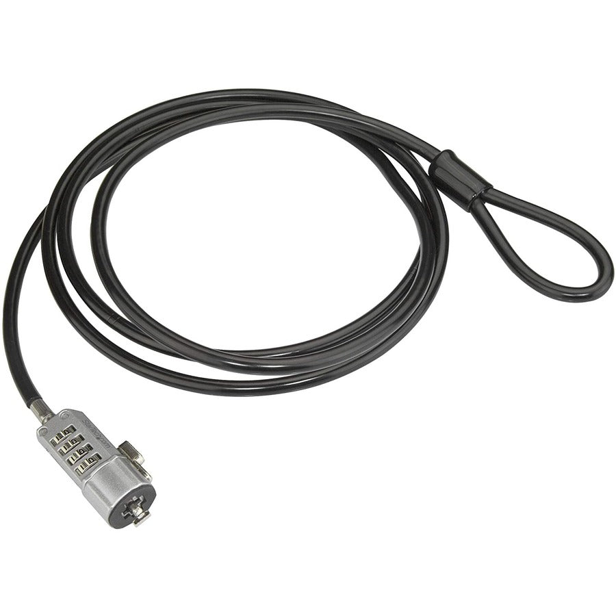 4XEM Laptop Combination Lock- 6FT (Black) - Resettable - 4-digit - Black - Vinyl Coated Steel, Steel - 6 ft - For Notebook - 4XLAPLOCK6B