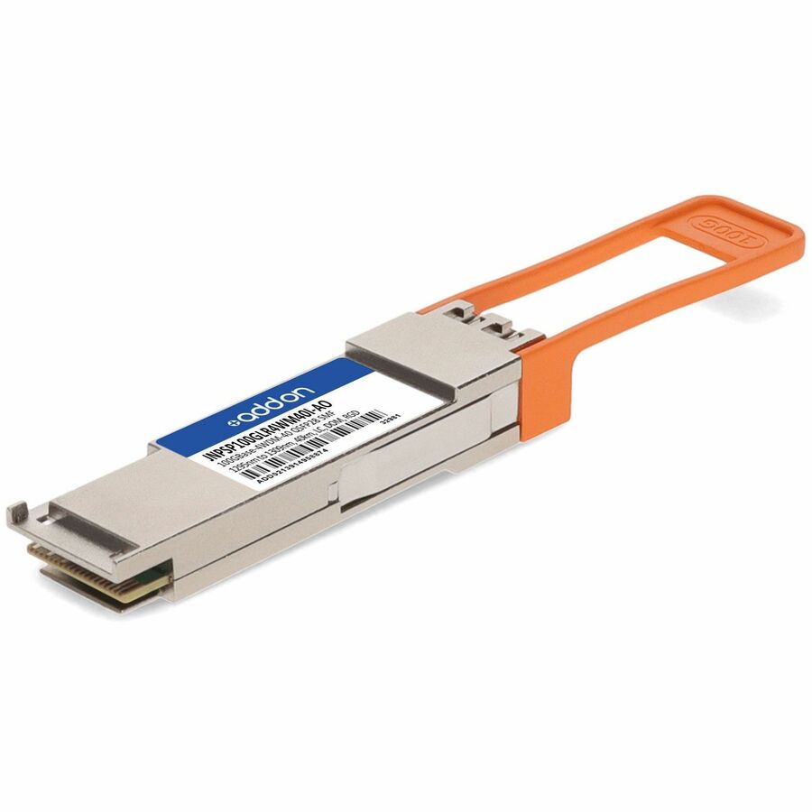AddOn Juniper Networks QSFP28 Module - For Data Networking, Optical NetworkOptical Fiber - Single-mode - 100 Gigabit Ethernet - 100GBase-4WDM-40 - Hot-swappable - TAA Compliant - JNPSP100GLR4WM40I-AO