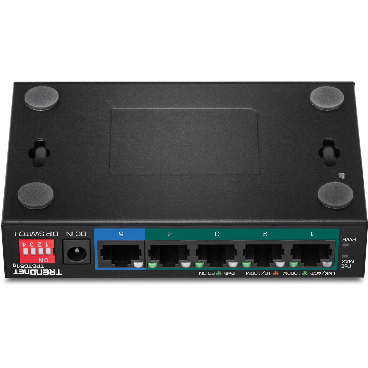 TRENDnet 5-Port Gigabit PoE+ Switch, Camera DIP Switch extends PoE+ 200m (656 ft.), 60W PoE Budget, Black, TPE-TG51g - 5 Ports - Gigabit Ethernet - 1000Base-T - 2 Layer Supported - Power Adapter - 64.... - TPE-TG51G - eCommerce Business Prime
