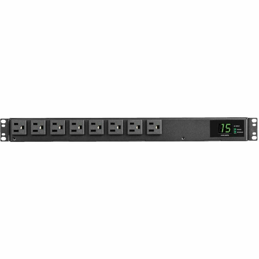 Tripp Lite PDU ATS / Metered 120V 1.44kW 15A 8 5-15R Dual 5-15P 12ft Cords - Metered Auto Transfer Switch - NEMA 5-15P - 8 x NEMA 5-15R - 120 V AC - 1U - Horizontal - Rack-mountable, Wall-mountable - ... - PDUMH15ATS