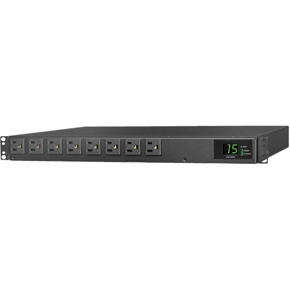 Tripp Lite PDU ATS / Metered 120V 1.44kW 15A 8 5-15R Dual 5-15P 12ft Cords - Metered Auto Transfer Switch - NEMA 5-15P - 8 x NEMA 5-15R - 120 V AC - 1U - Horizontal - Rack-mountable, Wall-mountable - ... - PDUMH15ATS