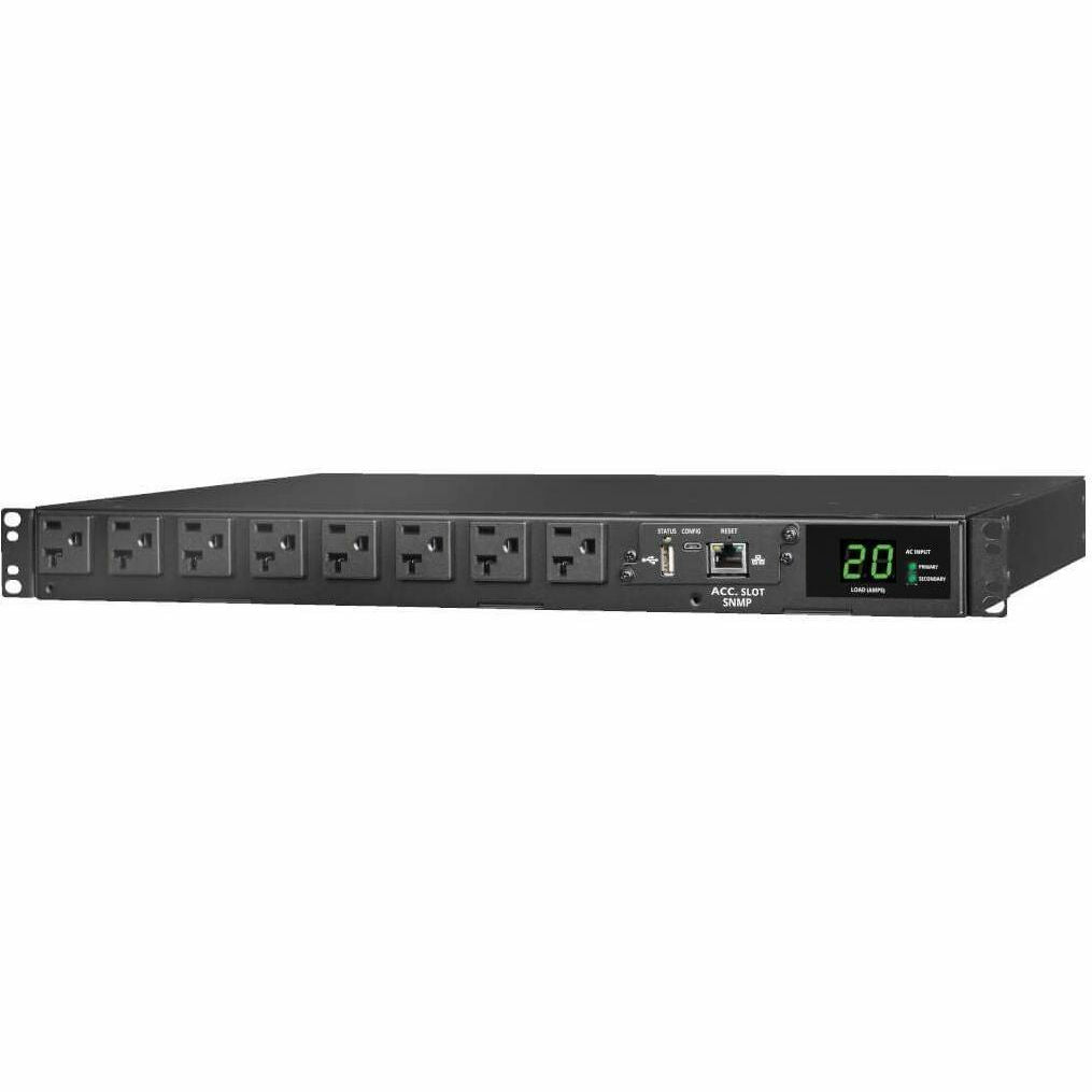 Tripp Lite PDU ATS / Monitored 120V 1.92kW 20A 16 5-15/20R Dual L5-20P 1URM - Metered Auto Transfer Switch - NEMA 5-20P, NEMA L5-20P - 16 x NEMA 5-15/20R - 120 V AC - 1U - Horizontal - Rack-mountable,... - PDUMNH20AT1