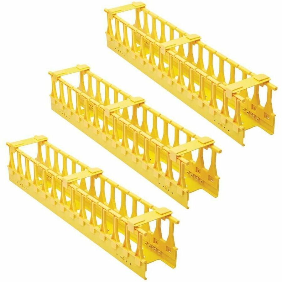 Tripp Lite High-Capacity Vertical Cable Manager - Double Finger Duct, Yellow, 6 ft. (1.8 m) - Vertical Cable Manager - Yellow - 3 Pack - Steel - SRCABLEVRT3FC