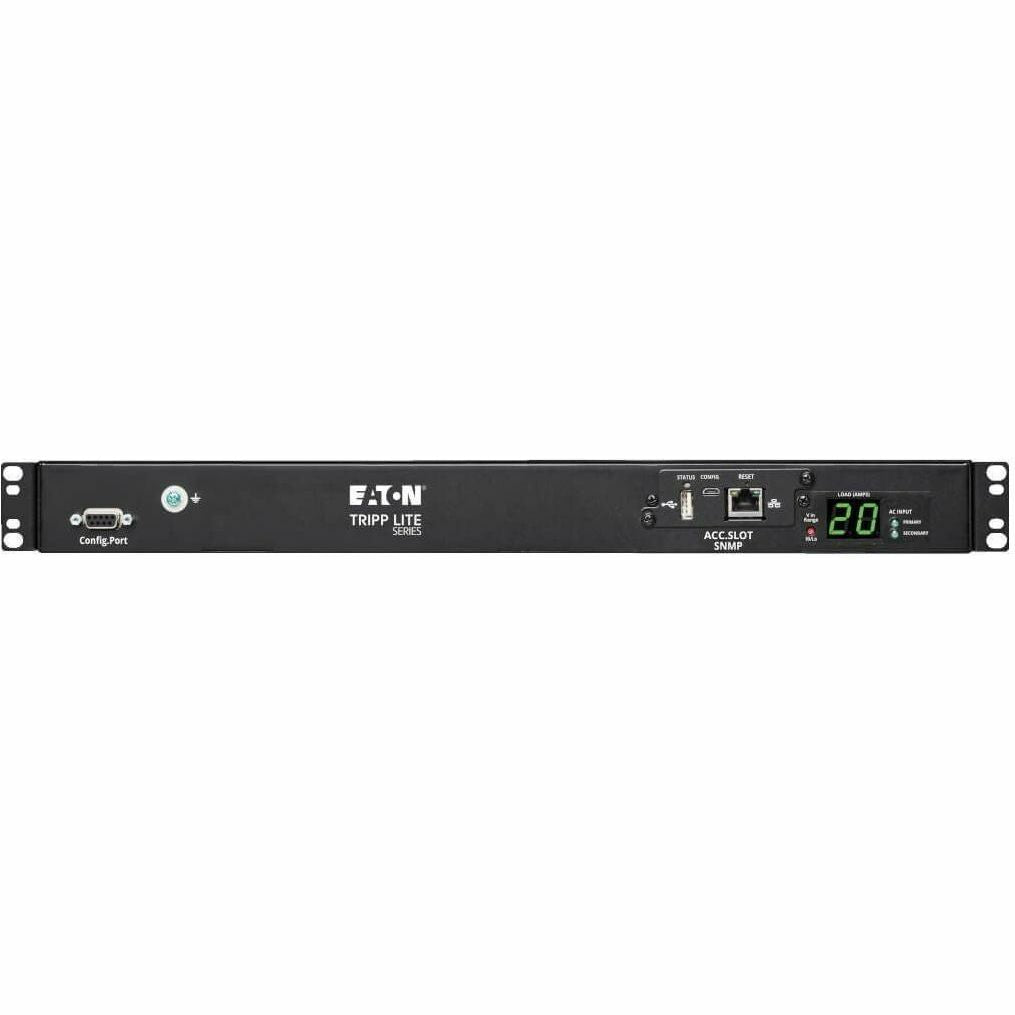 Tripp Lite PDU ATS/Metered 200-240V 8 C13 2 C19 Dual C20 Network Card 1URM - Auto Transfer Switch - IEC 60320 C20 - 8 x IEC 60320 C13, 2 x IEC 60320 C19 - 230 V AC - 1U - Horizontal - Rack-mountable -... - PDUMNH20HVAT1