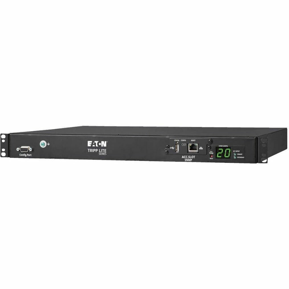 Tripp Lite PDU ATS/Metered 200-240V 8 C13 2 C19 Dual C20 Network Card 1URM - Auto Transfer Switch - IEC 60320 C20 - 8 x IEC 60320 C13, 2 x IEC 60320 C19 - 230 V AC - 1U - Horizontal - Rack-mountable -... - PDUMNH20HVAT1