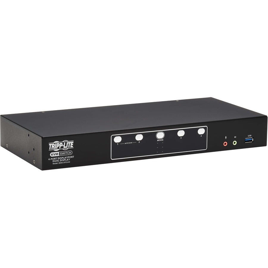 Tripp Lite DisplayPort KVM Switch Dual-Display 4-Port 4K60Hz USB 3.2 Gen 1 - 4 Computer(s) - 1 Local User(s) - 4096 x 2160 - 50 Hz, 60 Hz - 1 x Network (RJ-45) - 8 x USB - Desktop, Rack-mountable - 10... - B006-DP2UA4