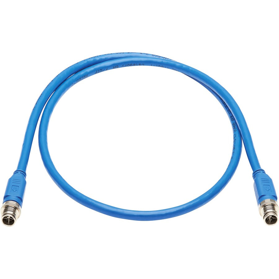 Tripp Lite M12 X-Code Cat6a 10G F/UTP CMR-LP Shielded Ethernet Cable (M/M), IP68, PoE, Blue, 1 m (3.3 ft.) - 3.28 ft Category 6a Network Cable for Network Device, Controller, Switch, Security Device, ... - NM12-6A1-01M-BL