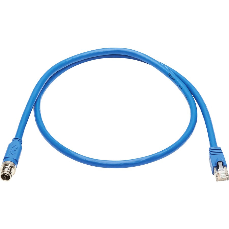 Tripp Lite Ethernet Cable Shielded M12 X-Code Cat6a M12 RJ45 M/M Blue 1M - 3.28 ft Category 6a Network Cable for Network Device, Controller, Switch, Security Device, Surveillance Camera, VoIP Device, ... - NM12-6A2-01M-BL
