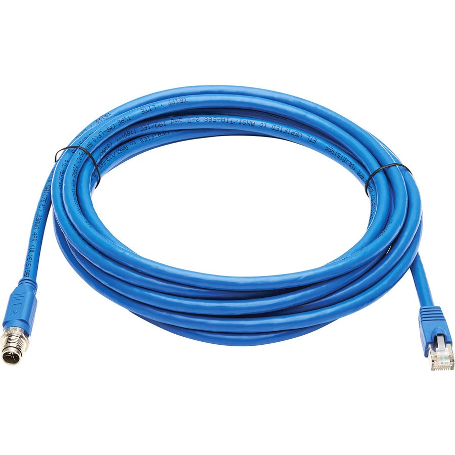 Tripp Lite Ethernet Cable Shielded M12 X-Code Cat6a M12 RJ45 M/M Blue 10M - 32.81 ft Category 6a Network Cable for Network Device, Controller, Switch, Security Device, Surveillance Camera, VoIP Device... - NM12-6A2-10M-BL