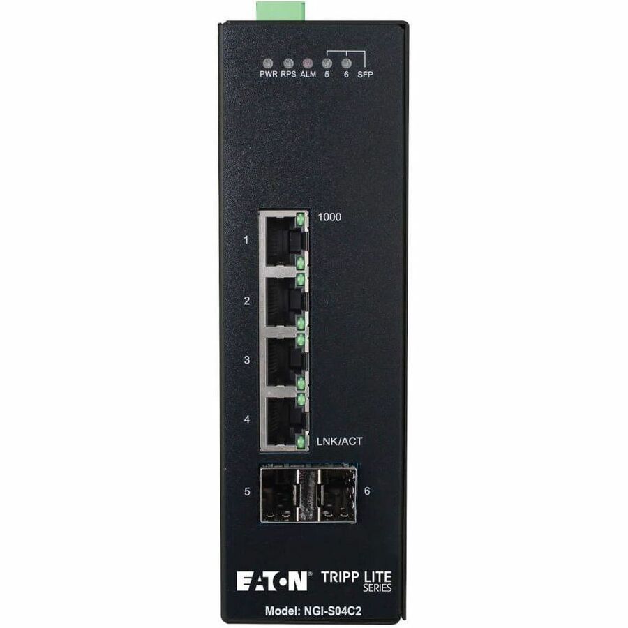 Tripp Lite 4-Port Lite Managed Industrial Gigabit Ethernet Switch - 10/100/1000 Mbps, 2 GbE SFP Slots, -10° to 60°C, DIN Mount - 4 Ports - Manageable - Gigabit Ethernet - 10/100/1000Base-T, 10... - NGI-S04C2