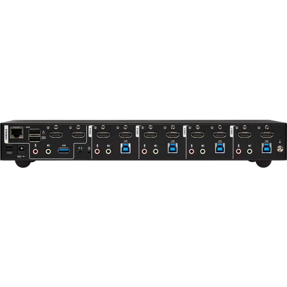 Tripp Lite HDMI KVM Switch 4-Port Dual-Switch Desktop 4K60Hz USB 3.2 Gen 1 - 1 Computer(s) - 4096 x 2160 - 50 Hz, 60 Hz - 1 x Network (RJ-45) - 8 x USB - 10 x HDMI - Desktop, Rack-mountable - B006-HD2UA4
