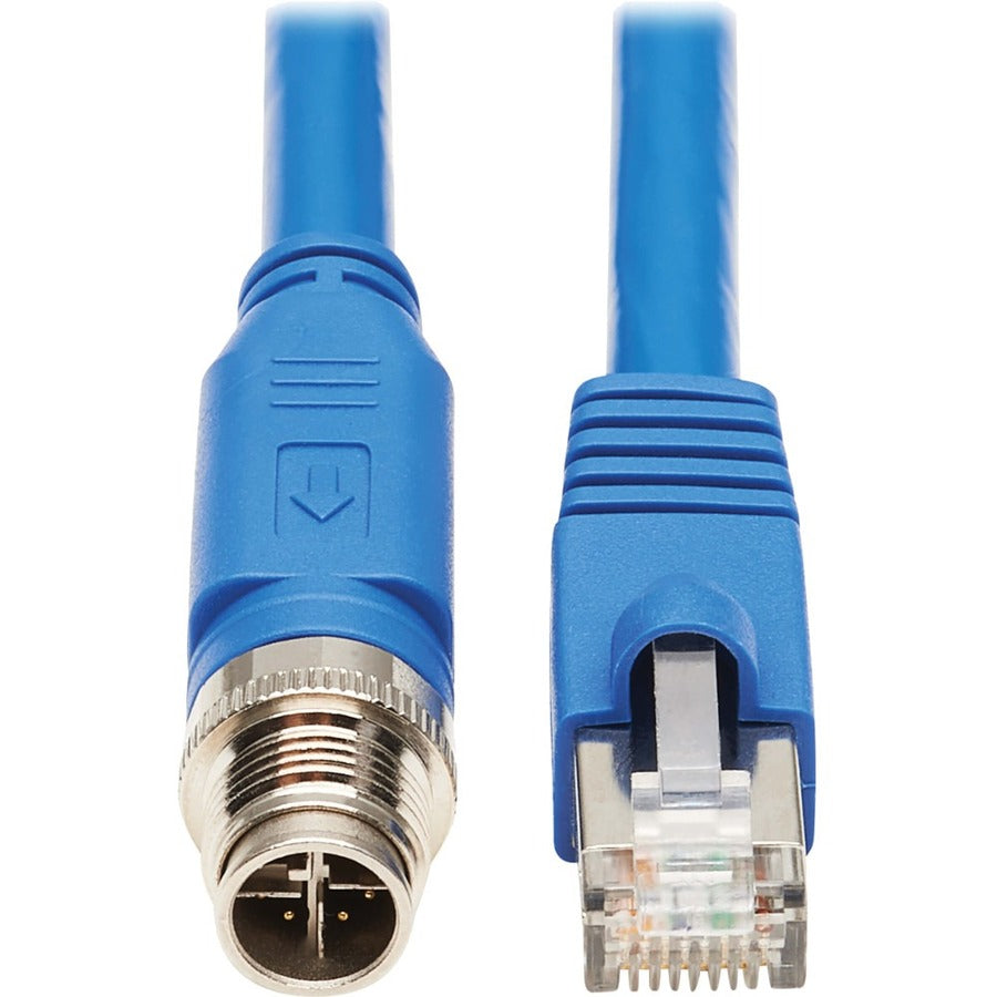 Tripp Lite Ethernet Cable Shielded M12 X-Code Cat6a M12 RJ45 M/M Blue 3M - 9.84 ft Category 6a Network Cable for Network Device, Controller, Switch, PoE Device, Surveillance Camera, IP Phone, Access C... - NM12-6A2-03M-BL
