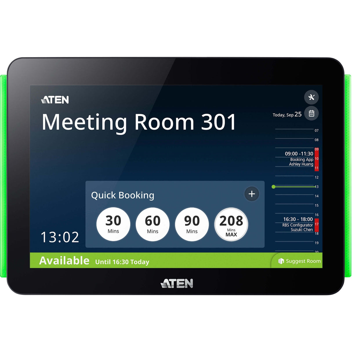 ATEN VK430 Room Booking System - 10.1" RBS Panel - 7" Width x 1.5" Height x 10.4" Length - Plastic