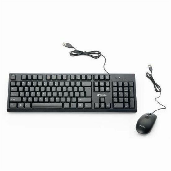 Verbatim Wired Keyboard and Mouse - USB Cable Keyboard - USB Mouse - 1000 dpi - Multimedia Hot Key(s) - Symmetrical - Compatible with Linux, Windows, Chrome OS, Mac, PC, Mac OS - 70734