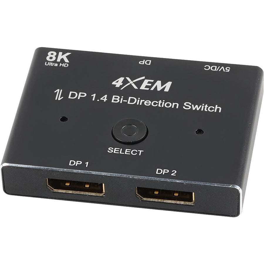 4XEM 8K DisplayPort Bi-Directional Switch - 1 Pack - 3 x DisplayPort 1.4 Digital Audio/Video - Female - 1 x Micro USB - Female - 7680 x 4320 Supported - Black