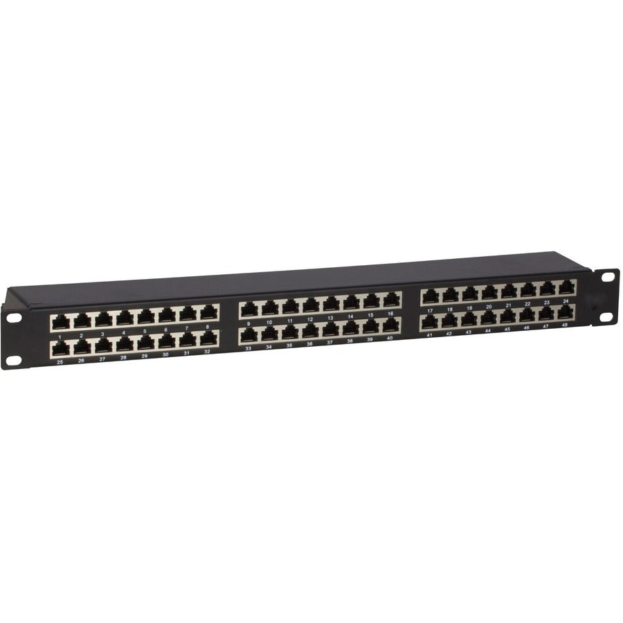 4XEM 48 Port Cat 6A Patch Panel - 48 Port(s) - 48 x RJ-45 - 2U High - Black - 19" Wide - Rack-mountable