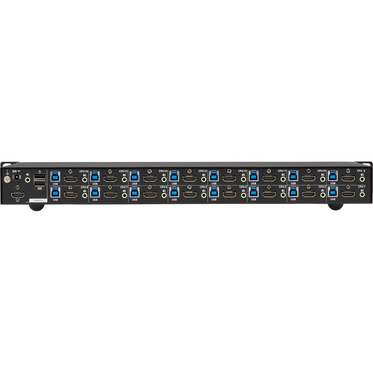 Tripp Lite 16-Port 4K HDMI/USB KVM Switch - 4K 60 Hz Video/Audio, USB Peripheral Sharing, 1U Rack-Mount - 16 Computer(s) - 1 Local User(s) - 4096 x 2160 - 50 Hz, 60 Hz - 20 x USB - 17 x HDMI - Rack-mountable, Desktop - 1U - TAA Compliant
