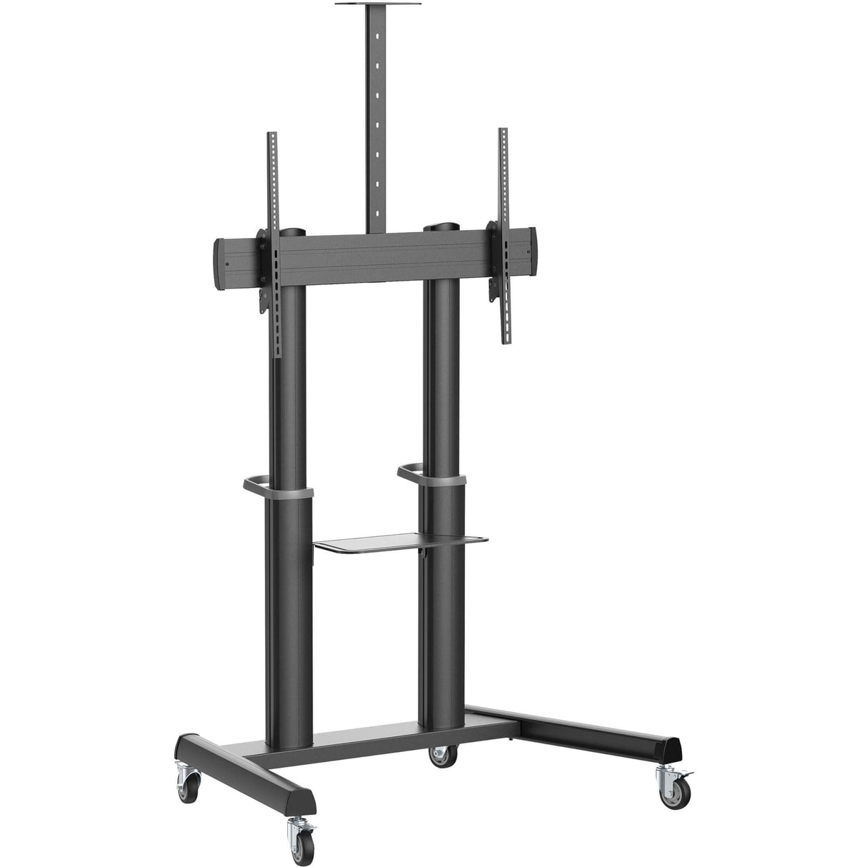 Tripp Lite Safe-IT Heavy-Duty Rolling Cart for 70" to 120" Displays, UL Certified, Antimicrobial Protection - 265 lb Capacity - 4 Casters - 3" Caster Size - Aluminum, Steel - 49.3" Width x 29.9" Depth x 91.9" Height - Black - For 1 Devices