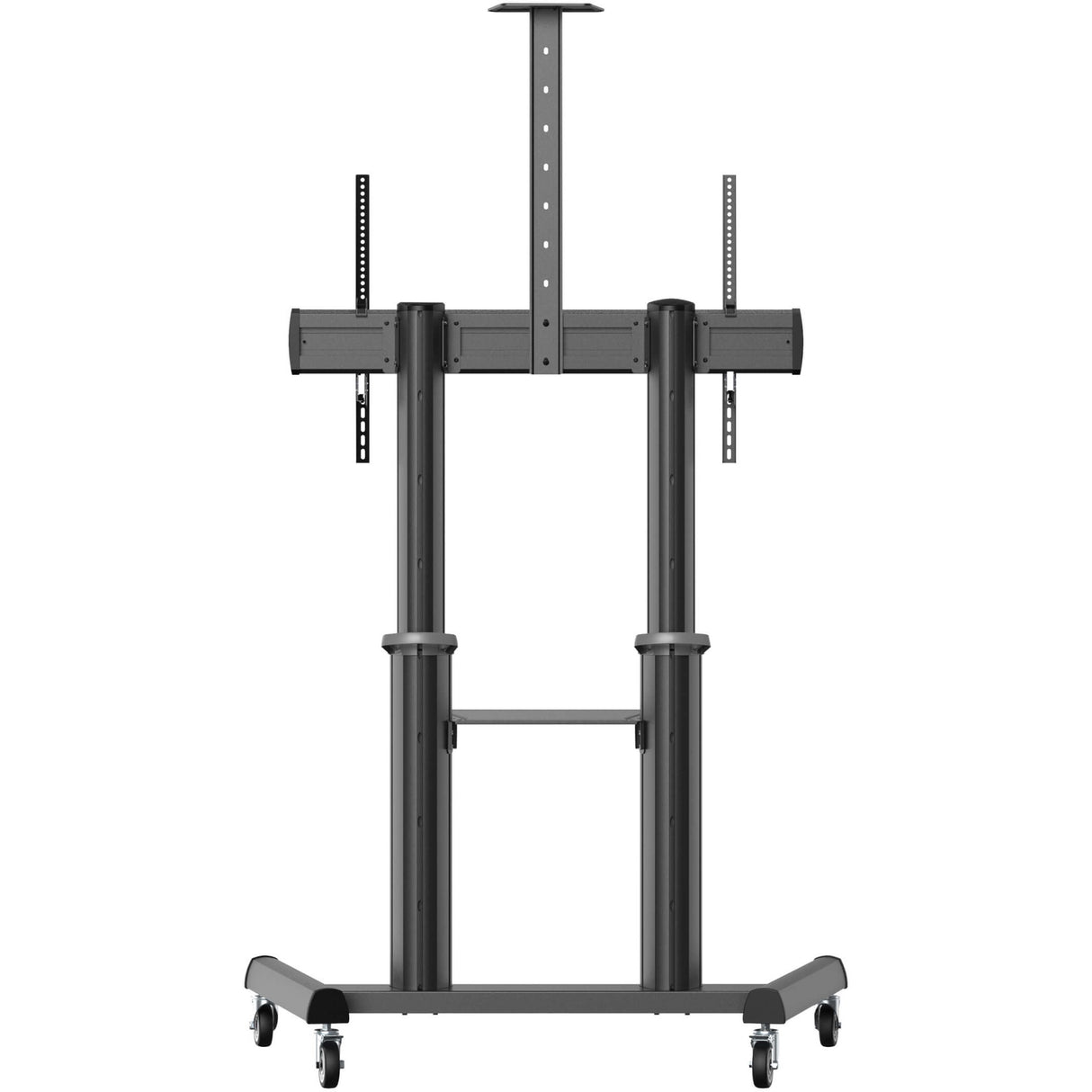Tripp Lite Safe-IT Heavy-Duty Rolling Cart for 70" to 120" Displays, UL Certified, Antimicrobial Protection - 265 lb Capacity - 4 Casters - 3" Caster Size - Aluminum, Steel - 49.3" Width x 29.9" Depth x 91.9" Height - Black - For 1 Devices